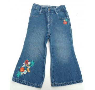 Calça Jeans Detalhe Flores Coloridas CRAZY 18/24 Meses